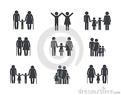 Set familiy member group together Vector Illustration