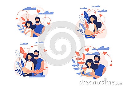 Set Family Generation Collage Consist Stages. Vector Illustration