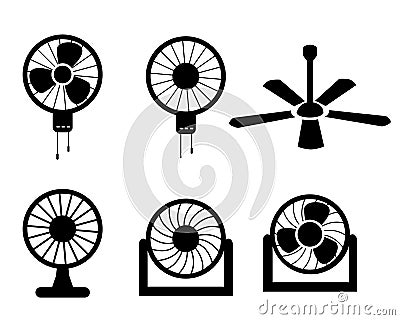 Set of fan icons in silhouette style, vector Vector Illustration