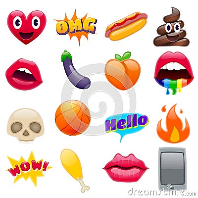 Set of Fantastic Smiley Emoticons Emoji Design Set Vector Illustration