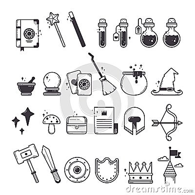 set of fantasy icons. Vector illustration decorative design Vector Illustration