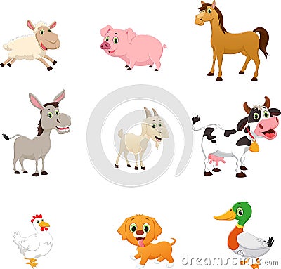 Set of farm animal cartoon Vector Illustration