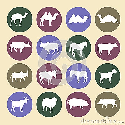 Set of farm animals icons Vector Illustration