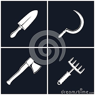 Set of Farming Tools Vector Illustration