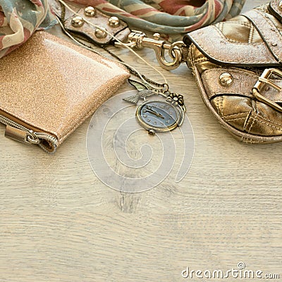 Set of fashion accessories for women. Stock Photo