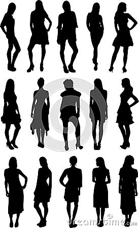 Set of Fashion Silhouettes Vector Illustration