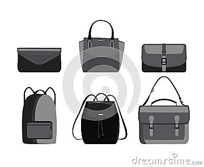 Set of fashion woman bags. Vector Illustration