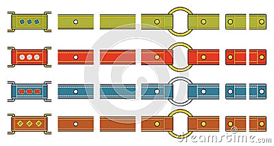 Set of fashionable colored straps with clasps. Vector Illustration