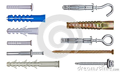 Set of fasteners. Clipping path included. Stock Photo