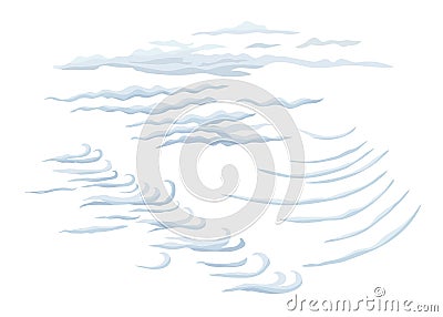 Set of feather steam clouds. Wavy, sparse cirrus clouds. Vector Illustration