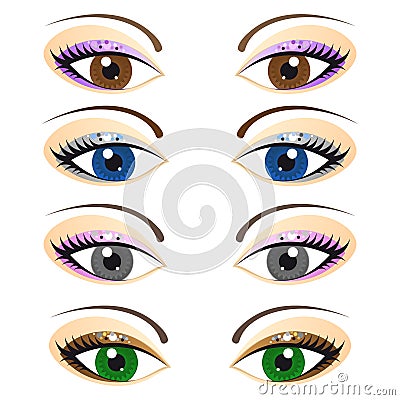 Set of female eyes Vector Illustration