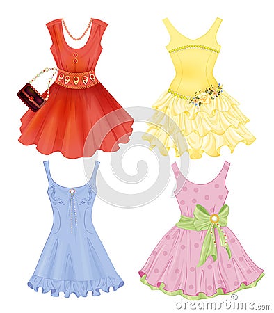 Set of festive dresses Vector Illustration