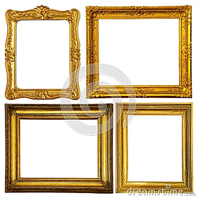 Set of few gold frame Stock Photo