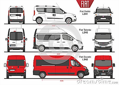 Set of Fiat Vans and Minivans 2015-present Editorial Stock Photo