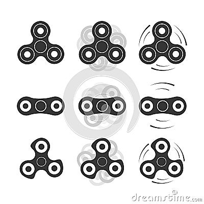 Set of fidget finger spinners icons. Vector Illustration