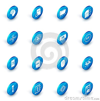 Set File document, Folder and lock, Sim card, Drone, Mobile graphic password protection, Project team base, Ar Stock Photo