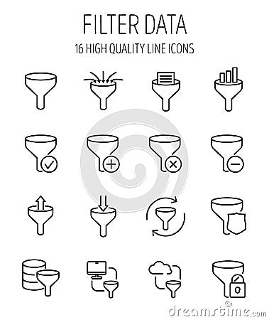 Set of filter data in modern thin line style. Stock Photo