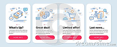 Set of Finance icons, such as Online market, Usd currency, World money symbols. Accounting wealth line icons. Vector Vector Illustration