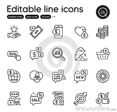 Set of Finance outline icons. Contains icons as Donation, Accounting and New elements. For website, application. Vector Vector Illustration