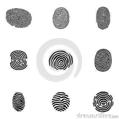 Set of fingerprints, vector illustration isolated on white background Vector Illustration