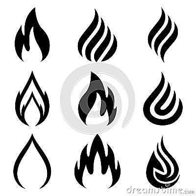 Set of fire. Nine flame. Icon illustration for design - vector Vector Illustration