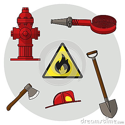 Set on fire service. Objects on a white background Vector Illustration