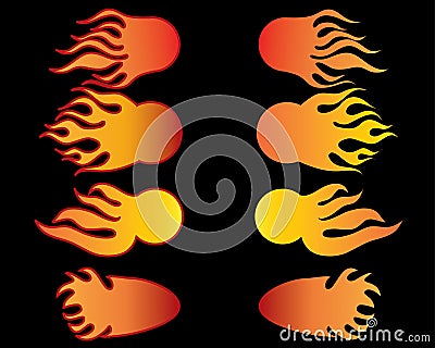 Set of fireballs Vector Illustration