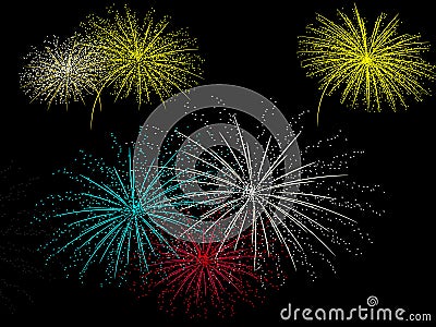 Set of fireworks Stock Photo