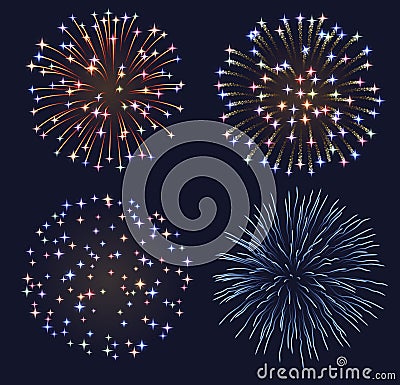 Set of fireworks Vector Illustration