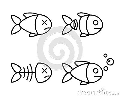 Set of fish icons. dead and live fish Vector Illustration