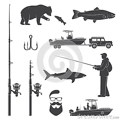 Set of fishing icon. Vector illustration. Vector Illustration