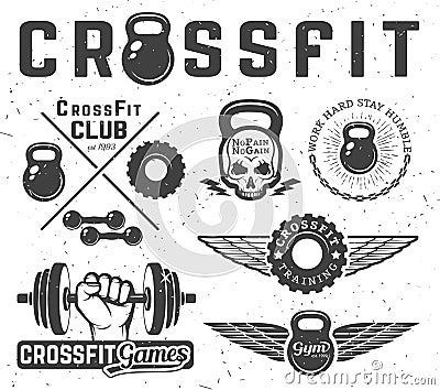 Set of fitness emblems Vector Illustration