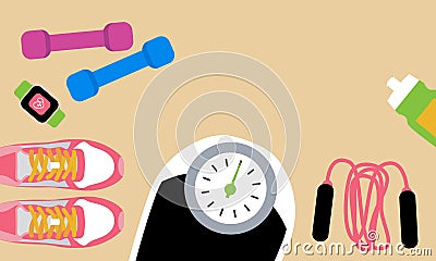 Set of fitness tools. Vector Illustration