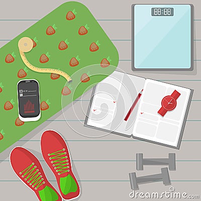 Set of fitness tools. Vector Illustration