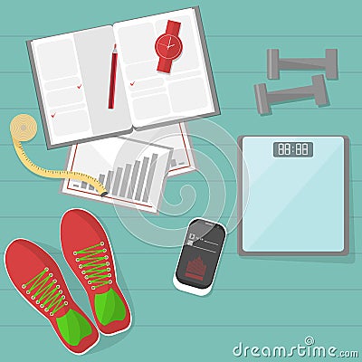 Set of fitness tools. Vector Illustration