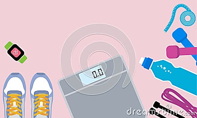 Set of fitness tools. Vector Illustration