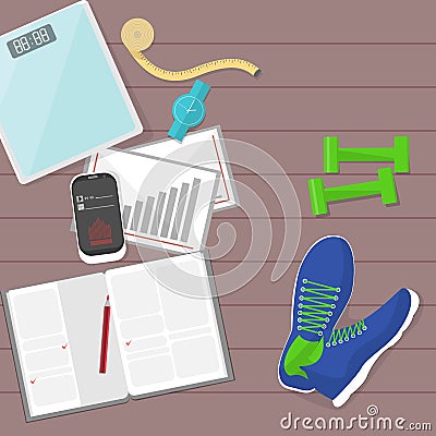 Set of fitness tools. Vector Illustration