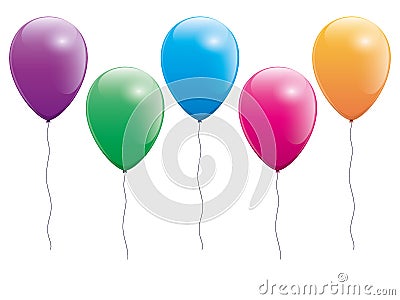 Set Of Five Colorful Balloons Vector Illustration