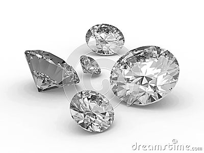 Set of five round diamonds Stock Photo