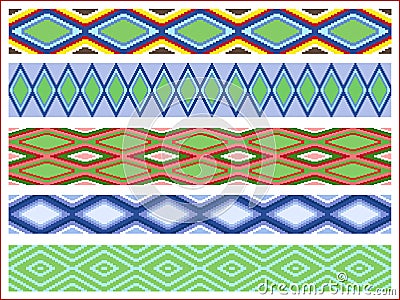 Set of five seamless rhombic patterns Vector Illustration