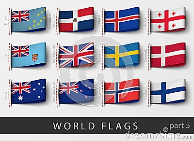 Set of flag labels of all countries Vector Illustration