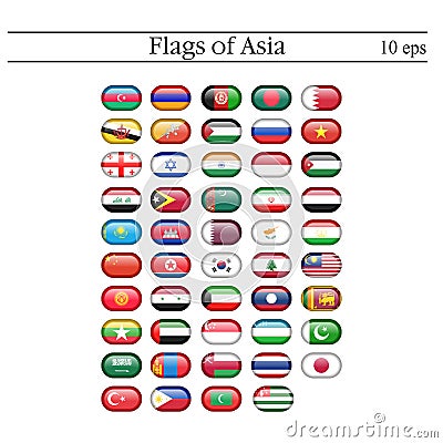 A set of flags oval badges. Asia. 10 eps Stock Photo