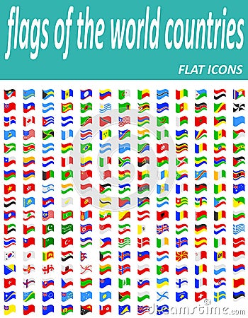 Set flags of the world countries flat icons vector illustration Vector Illustration