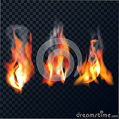 Set of flames Vector Illustration