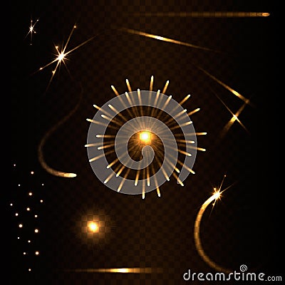 Set of flare on dark background Vector Illustration