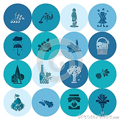 Set of Flat Autumn Icons Vector Illustration