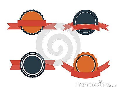 Set of Flat Badges. Vintage vector badge labels and ribbons on white background. Vector Illustration