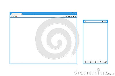 Set of Flat blank browser windows for different devices. Vector Illustration