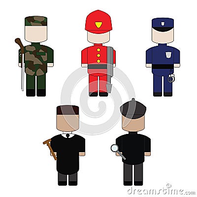 Set of flat cartoon profession Vector Illustration