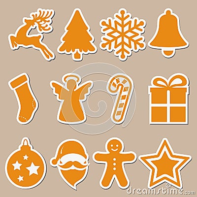 Set of flat Christmas icons illustration Cartoon Illustration